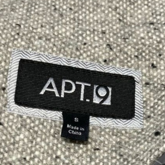 APT 9 Tweed Cape Soft Gray Wool Blend Lined Faux Leather Trim Pockets SM NWT - Picture 15 of 16